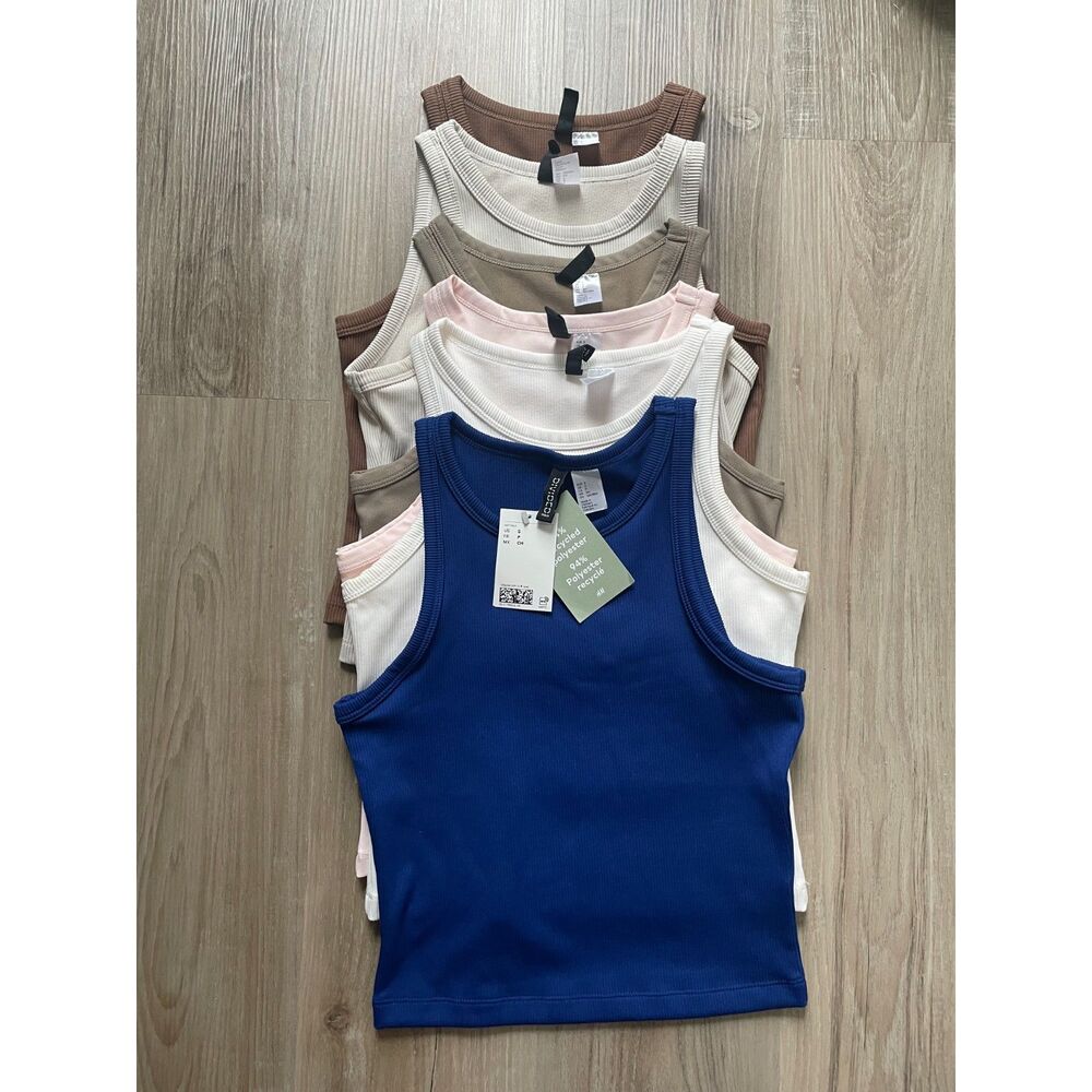 H&M ribbed tank tops lot of 6 S Divided multi color basic cami bundle